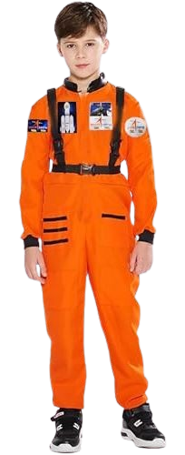 Bold Orange Astronaut Flight Suit Costume for Kids - Space Shuttle Explorer Fancy Dress!