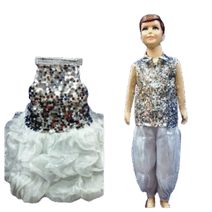 Western Dance Costume for Kids (WD-20)- Sparkle White