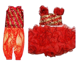 Western Dance Costume for Kids (WD-10)- Sparkel Red Colour