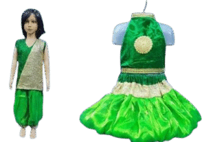 Western Dance Costume for Kids (WD-12)- Sparkle Green & Cream