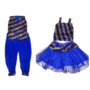Western Dance Costume for Kids (WD-7)- Sparkel Blue & Golden colour