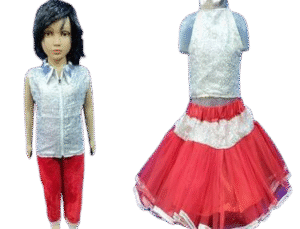 Western Dance Costume for Kids (WD-18)- Sparkle Red & White