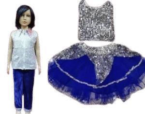 Western Dance Costume for Kids (WD-11)- Sparkle Blue & White colour