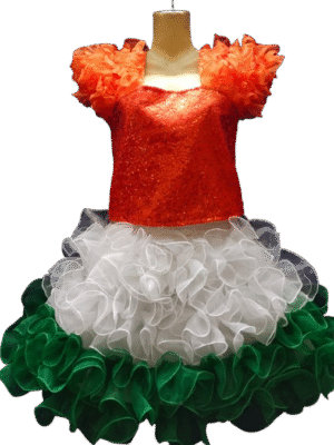 Tri-Colour Frock - Orange, White & Green for National Celebrations! -03