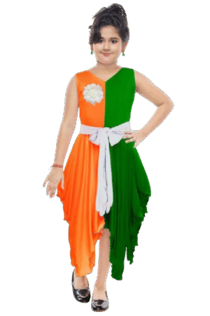 Tri-Colour Frock - Orange, White & Green for National Celebrations! -05