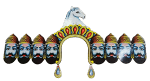 Wooden Ravan Mask for Fancy Dress: Embody the Mighty Demon King!