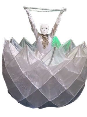 White Lotus Bloom Retractable Skirt Dress