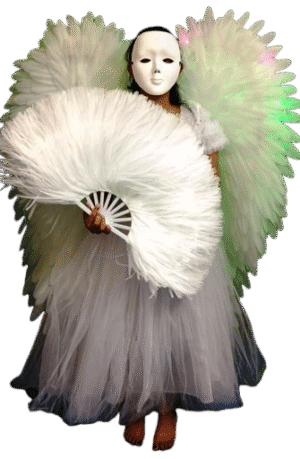 Giant White Angel Wings & Feathered Fan Set