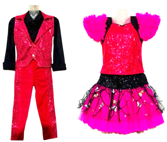Western Dance Costume for Kids (WD-28)- Red Black