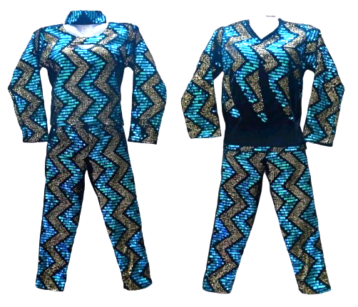 Western Exclusive Dance Costume (WED-04)- Blue Black Zik Zak