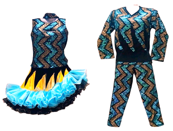 Western Exclusive Dance Costume (WED-05)- Blue GoldenZik Zak