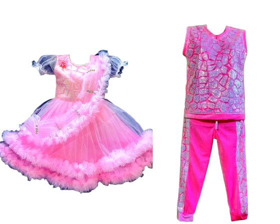 Western Dance Costume for Kids (WD-23)- Pink Colour